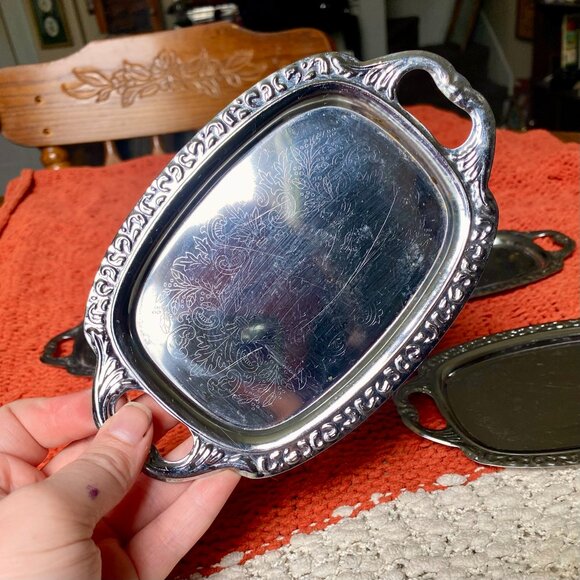 Single Mini Ornate Metal Trinket or Dessert Trays - Picture 1 of 7